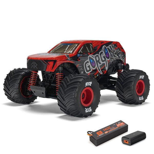 ARRMA 1/16 GORGON GROM 4X4 RTR Brushed Monster Truck (Battery & Charger Included), Red