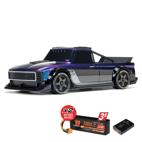 ARRMA 1/12 INFRACTION GROM 3S 4X4 Ready-To-Run Brushless All-Road Street Bash ((2 x 3S Battery & Charger Included), Blue/Black