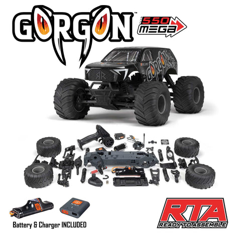 ARRMA 1/10 GORGON 2WD RTA Self Assembly Kit Brushed Monster Truck (Battery & Charger Included), Gun Metal