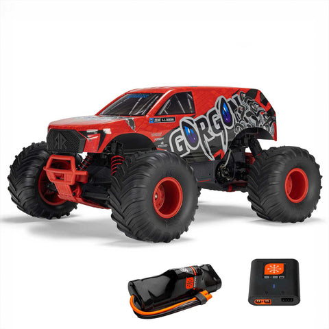 ARRMA 1/10 GORGON 2WD RTR Brushed Monster Truck (Battery & Charger Included), Red