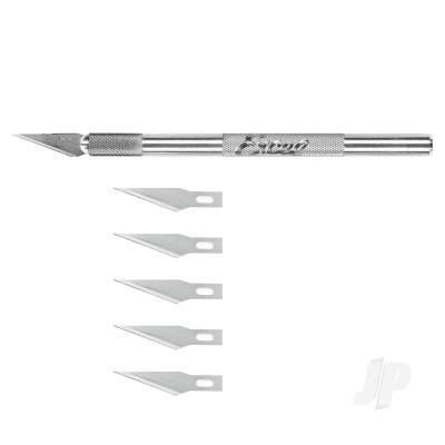 Excel K1 Knife, Light Duty Round Aluminium with Safety Cap, 5x #11 Blades