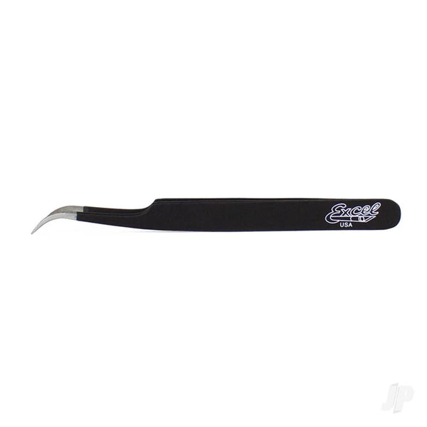 Excel Slant Point Fine Point Tweezers, Black