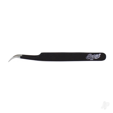 Excel Slant Point Fine Point Tweezers, Black