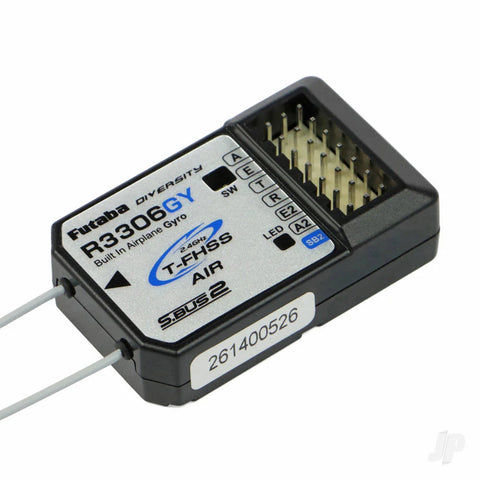 Futaba R3306GY Six (Expandable) Channel T-FHSS Receiver / 6-axis Fixed-wing Gyro with S.Bus2 Output