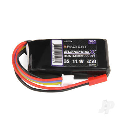 Radient 450mAh 11.1V 30C 3S1P Lipo Battery Pack JST