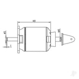 Radient Brushless Motor 3548 790KV (2-4S).    ( 25-36 2 Stoke )
