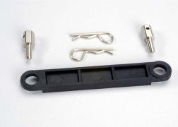 Traxxas Battery hold-down plate (black)/ metal posts (2)/body clips (2) 3727