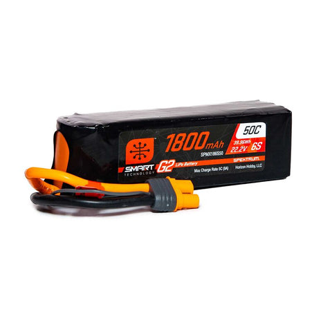 Spektrum 22.2V 1800mAh 6S 50C Smart G2 LiPo Battery: IC3