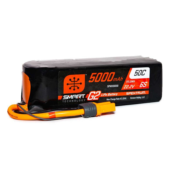 Spektrum 22.2V 5000mAh 6S 50C Smart G2 LiPo Battery: IC5