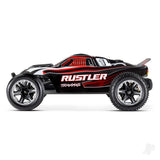 Traxxas Red / Black Rustler 1:10 2WD RTR Electric Stadium Truck (+ TQ 2-ch, XL-5, Titan 550, 7-Cell NiMH, DC charger, LED lights)
